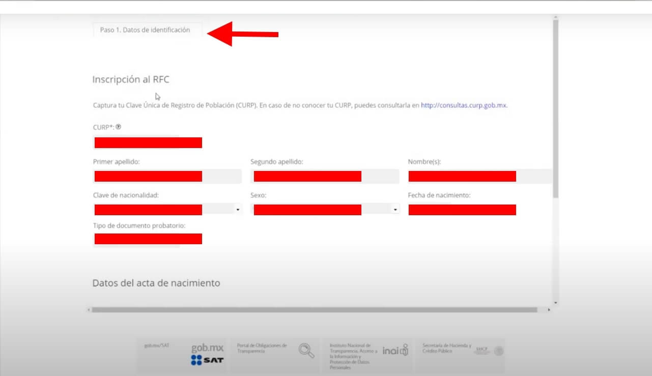 Sacar RFC con CURP paso 4